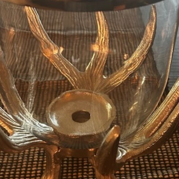 NWOT Silver Antler Hurricane Candle Holder Rustic Candlestick - Picture 6 of 7